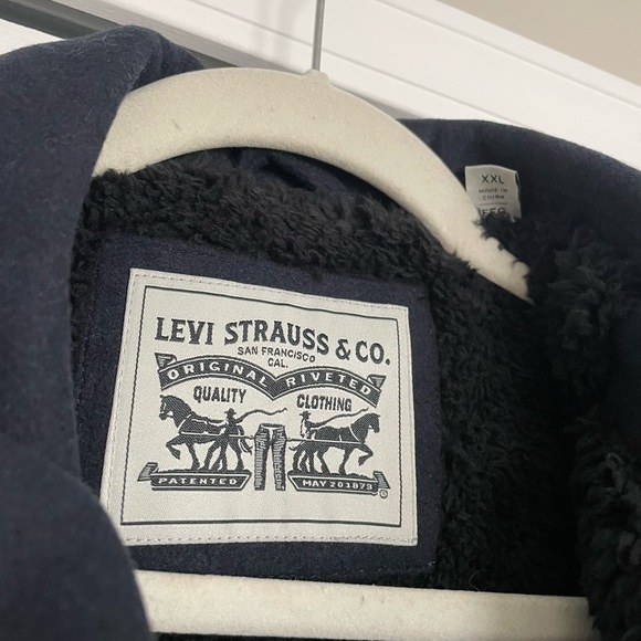 NWT!!! LEVI’S Men’s Lined Wool Coat. Navy. XXL - Picture 2 of 6